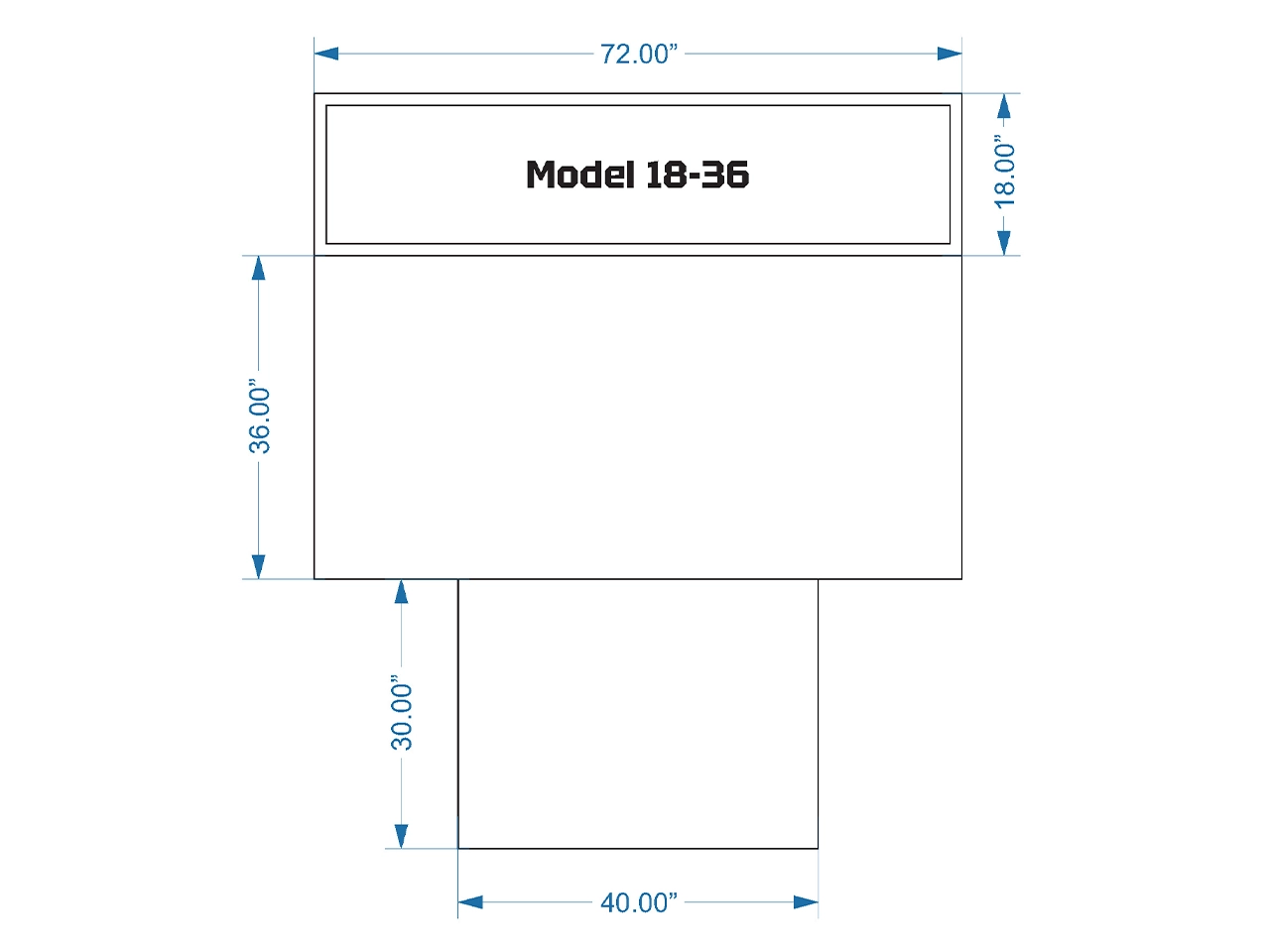 Model 18-36 full-color LED monument sign — dimensional schematic