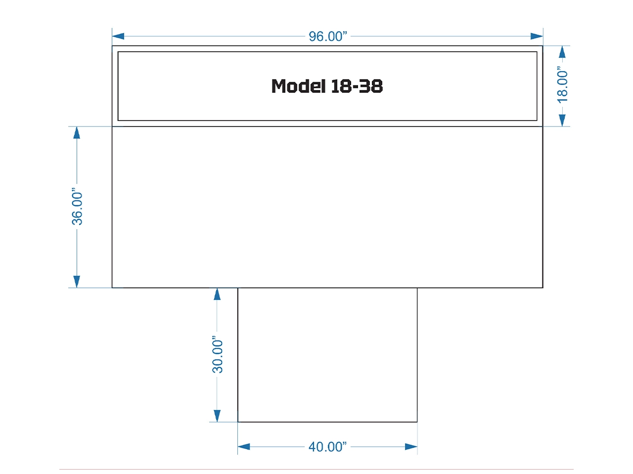 Model 18-38 full-color LED monument sign — dimensional schematic